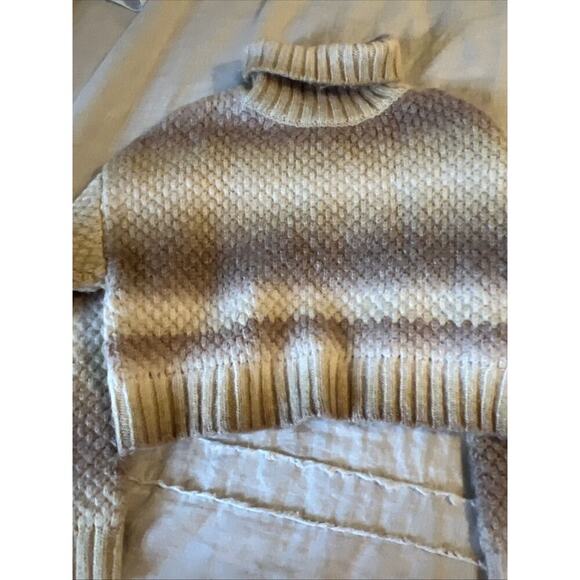Zara Sweater Girls 9/10 Beige Long Sleeve Turtle Neck Casual Knit Wool Blend - Picture 4 of 8